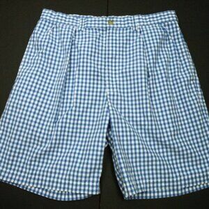 Vintage 90s Ralph Lauren Mens 36 Pleated Gingham Plaid Tyler Chino Shorts Cotton
